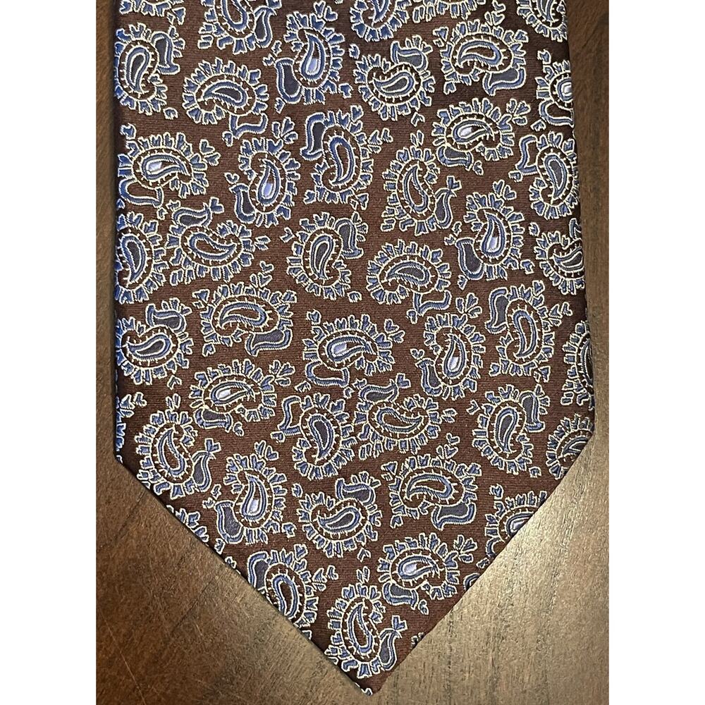Izod Brown Blue 100% Silk Men’s Neck Tie Made In China